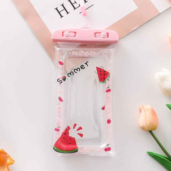 Cartoon Transparent Swimming Inflatable Air Bag Floating Mobile Phone Waterproof Bag, Random Color Delivery, Pink Watermelon, Green Peach, Purple Kitten, Blue Bunny, There is a Mine at Home, Green Cactus 1, Green Cactus 2, Green Cactus 3, Pink Strawber...