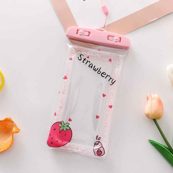 Cartoon Transparent Swimming Inflatable Air Bag Floating Mobile Phone Waterproof Bag, Random Color Delivery, Pink Watermelon, Green Peach, Purple Kitten, Blue Bunny, There is a Mine at Home, Green Cactus 1, Green Cactus 2, Green Cactus 3, Pink Strawber...
