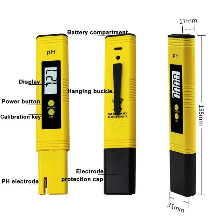 Portable High-precision PH Test Pen PH Acidity Meter PH Water Quality Detection Instrument(Yellow)