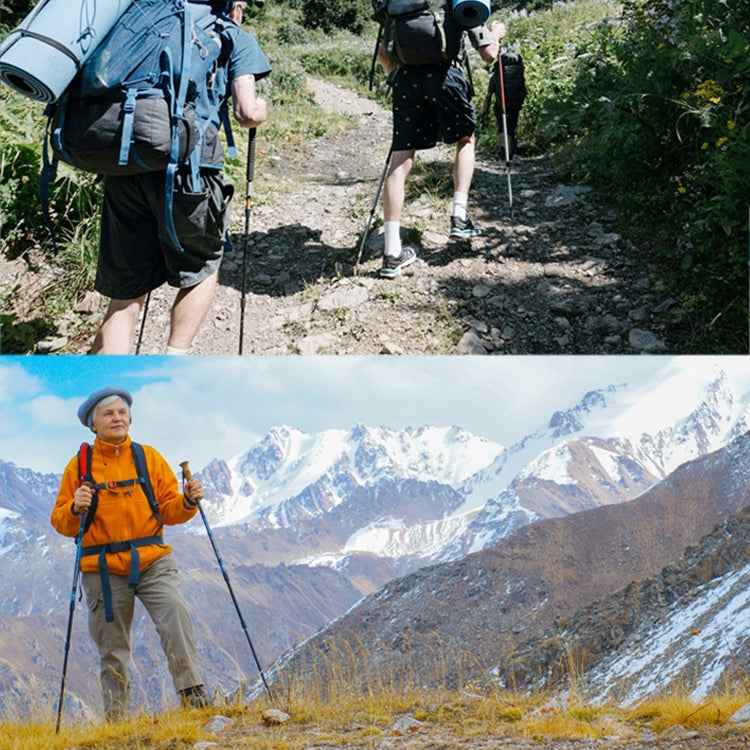 NECASIL Three-section Aluminum Alloy Straight Handle Retractable Trekking Trekking Pole, Three-section (Black), Three-section (Red), Three-section (Blue), Three-section (Silver)