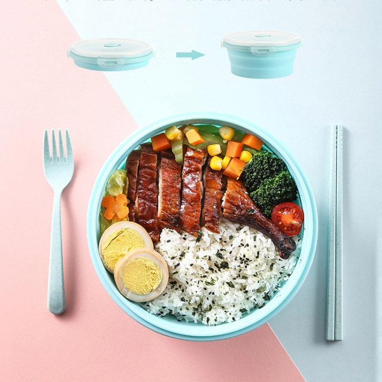 Microwave Portable Folding Lunch Box Round Silicone Lunch Box Random Colour Delivery, Capacity:350ml