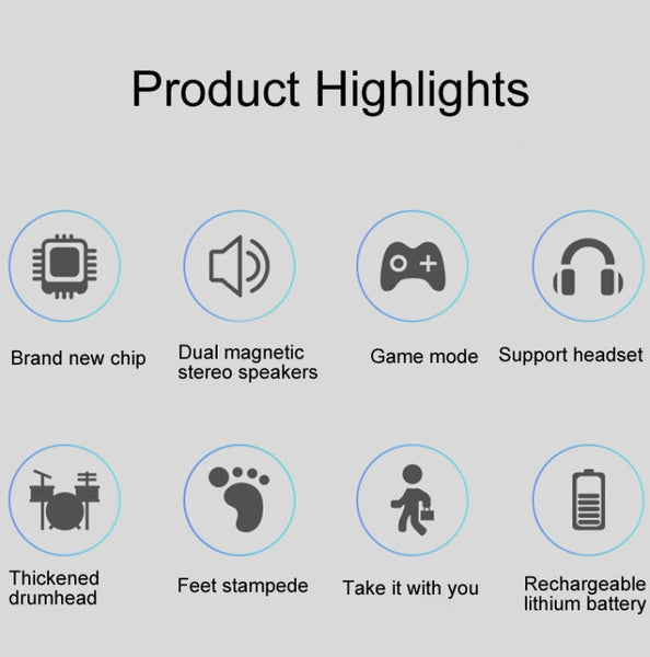 Hand-Rolled Drum Set Color Electronic Drum Lithium Battery Rechargeable Silicone Drum Set, MD862C