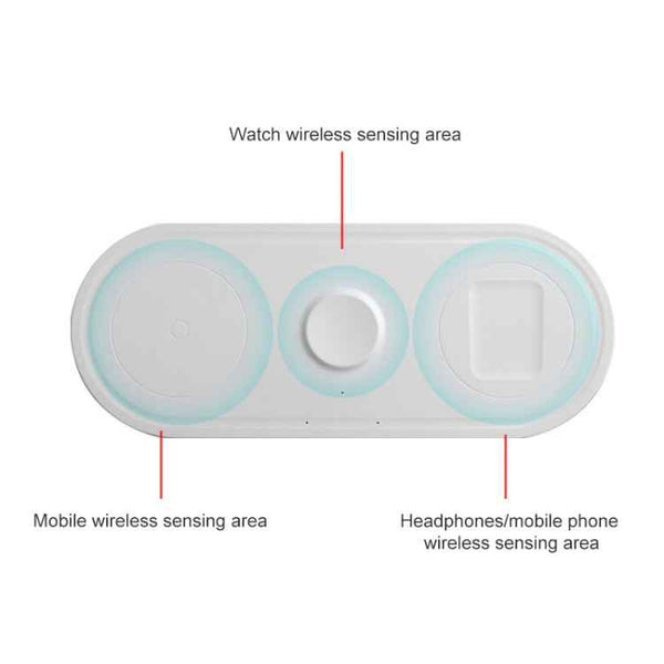 KT-W50A8 3 in 1 10W Multi-Function Bracket Wireless Charger for iPhones / iWatch / AirPods