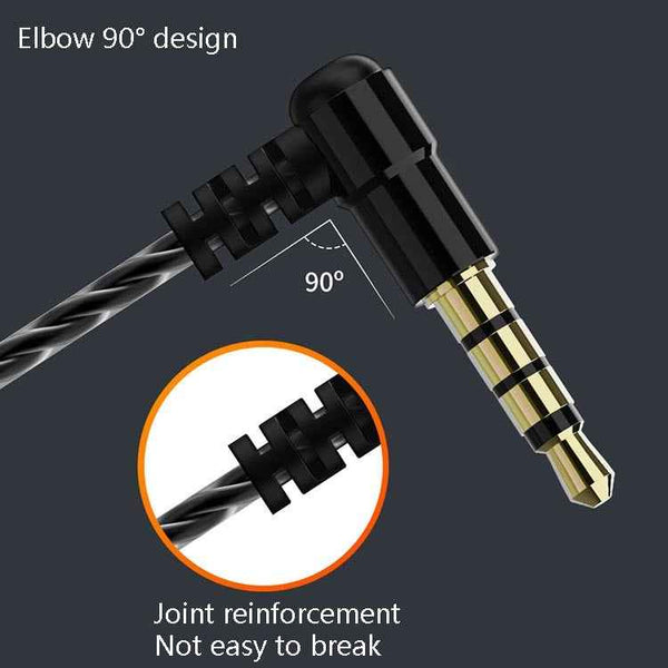 F12 Elbow Earbud Headset Wire Control With Wheat Mobile Phone Headset, Colour: 3.5mm Jack (Black)