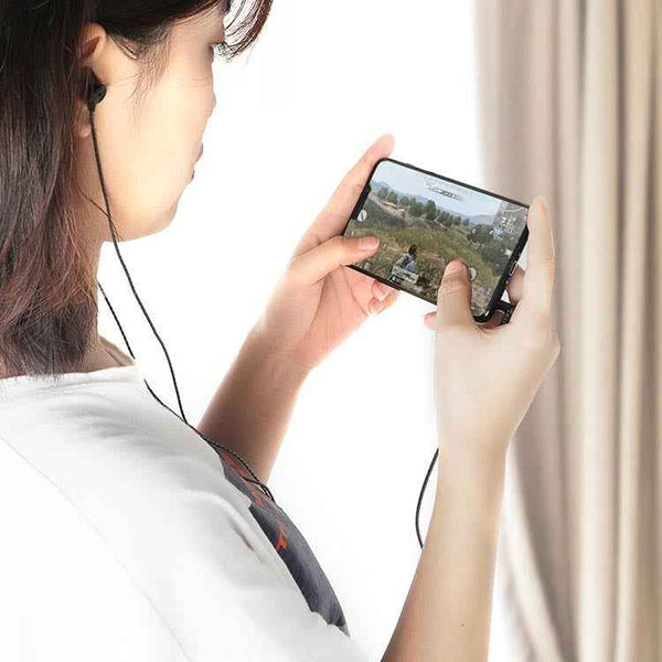 F12 Elbow Earbud Headset Wire Control With Wheat Mobile Phone Headset, Colour: 3.5mm Jack (Black)