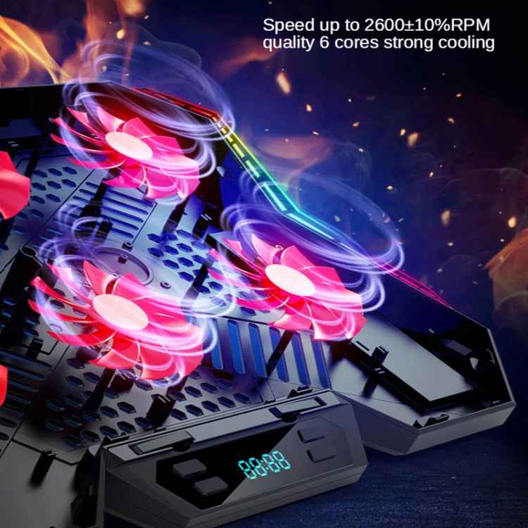 COOLCOLD RGB Notebook Radiator Six Fan Adjustable Laptop Cooling Base, 5V Speed  Colorful Version, 5V Touch 12 Symphony Version