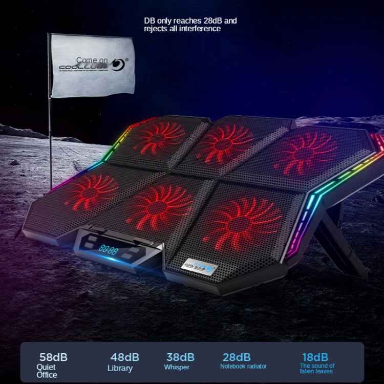 COOLCOLD RGB Notebook Radiator Six Fan Adjustable Laptop Cooling Base, 5V Speed  Colorful Version, 5V Touch 12 Symphony Version