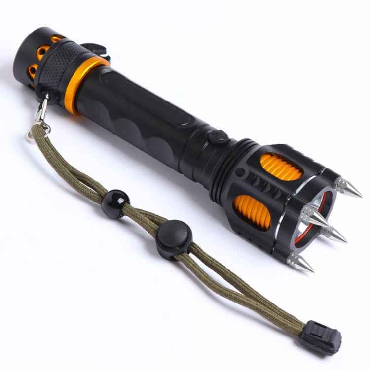 Outdoor LED T6 Strong Light Rechargeable Flashlight Car Safety Hammer Multi-Function Aelf-Defense Flashlight(Single Flashlight)