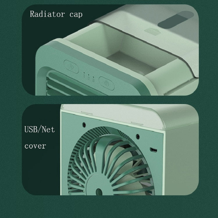 Desktop Humidification Spray USB Water-cooled Fan, Green, Black and White