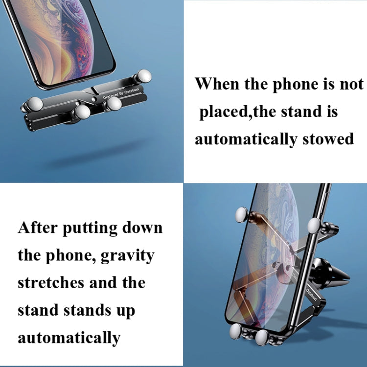 Oatsbasf 02750 Gravity Car Mobile Phone Holder In-car Navigation Buckle Bracket Air Outlet Bracket, Black, Silver, Red