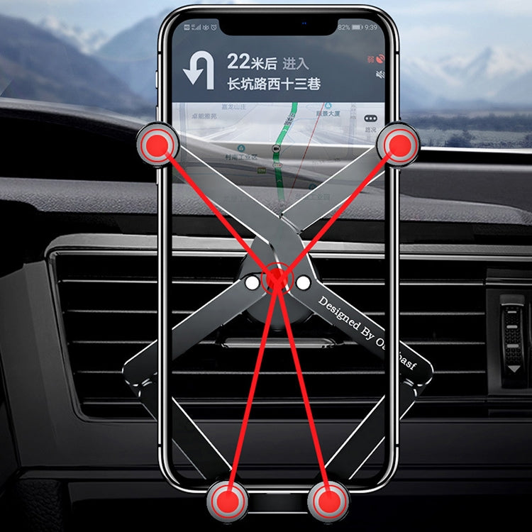Oatsbasf 02750 Gravity Car Mobile Phone Holder In-car Navigation Buckle Bracket Air Outlet Bracket, Black, Silver, Red