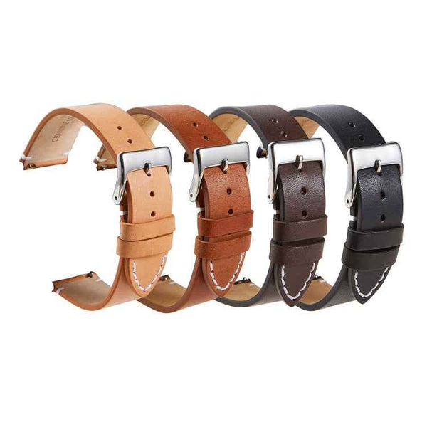 First Layer Retro Cowhide Frosted Leather Quick Release Universal Watch Band, Size： 20mm(Deep Brown)