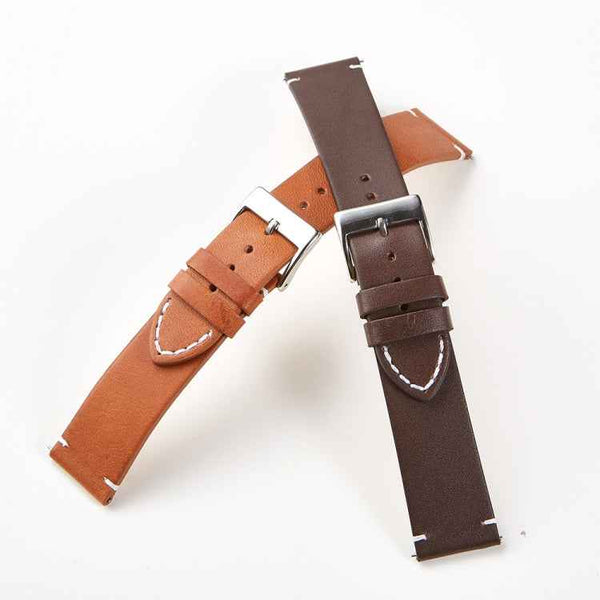 First Layer Retro Cowhide Frosted Leather Quick Release Universal Watch Band, Size： 20mm(Deep Brown)