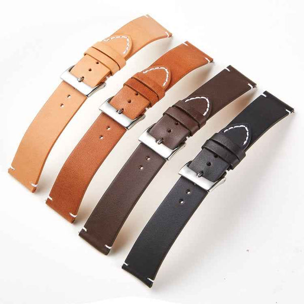 First Layer Retro Cowhide Frosted Leather Quick Release Universal Watch Band, Size： 20mm(Deep Brown)