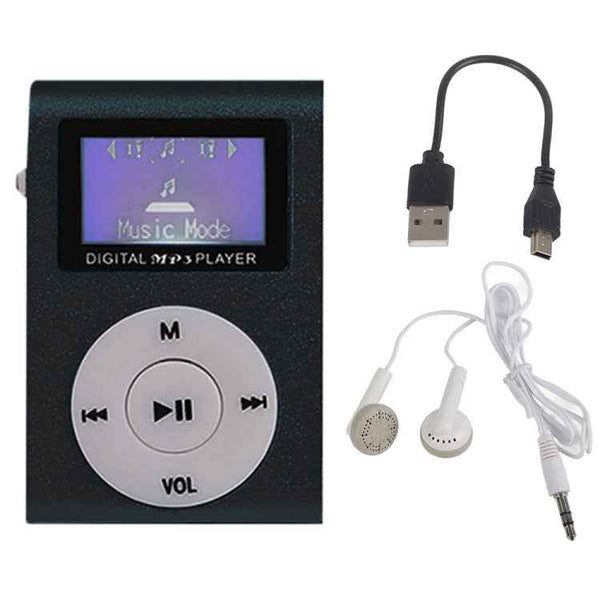 128M????? Mini Lavalier Metal MP3 Music Player with Screen(Black)