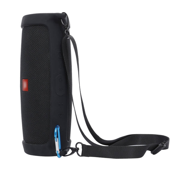 For JBL Charge 4 Bluetooth Speaker Portable Silicone Protective Cover with Shoulder Strap & Carabiner