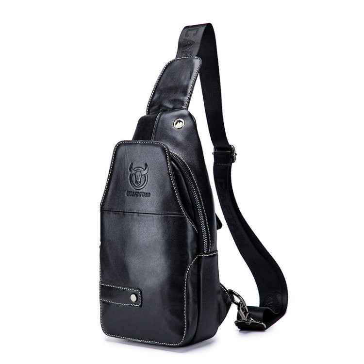 BULL CAPTAIN 087 Men Leather Shoulder Bag First-Layer Cowhide Sports Chest Bag(Black)