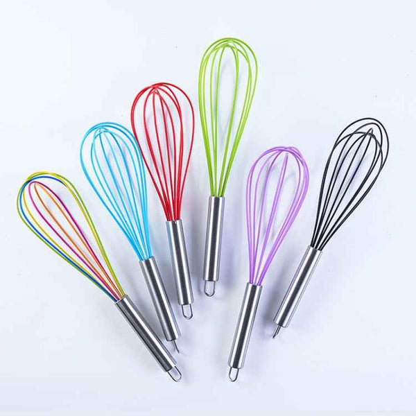 Silicone Egg Beater Home Egg Mixer Kitchen Gadgets Cream Baking Tools, Colour: 12 inch Colorful