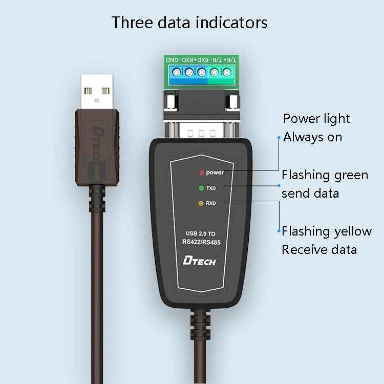 DTECH DT-5019 USB to RS485 / RS422 Conversion Cable, FT232 Chip, Length:, 0.5m, 1.5m
