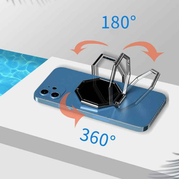 Metal Sticky Mobile Phone Ring Holder Desktop Stand(Black)