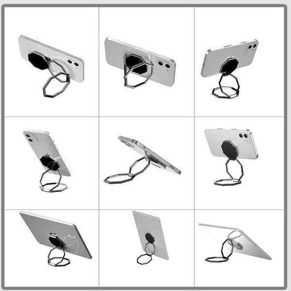 Metal Sticky Mobile Phone Ring Holder Desktop Stand(Black)