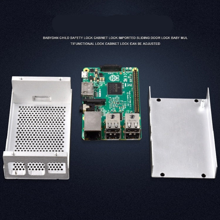Aluminum Alloy Shell Grid Cooling Box For Raspberry Pi 3 Model B Pi 2/B +, Black, Black with Fan, Silver, Silver with Fan
