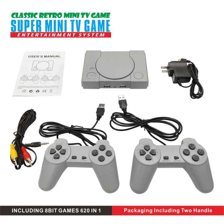 8-Bit Mini Double Players TV Game Console Built-in 620 Games, PS1 mini (US Plug), PS1 mini (EU Plug)