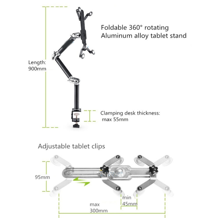 TB-03 Aluminum Alloy Tablet PC Stand Lazy Bedside Desktop Folding Camera Microphone Stand