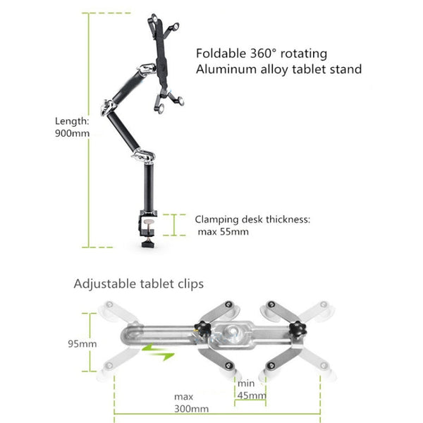 TB-03 Aluminum Alloy Tablet PC Stand Lazy Bedside Desktop Folding Camera Microphone Stand