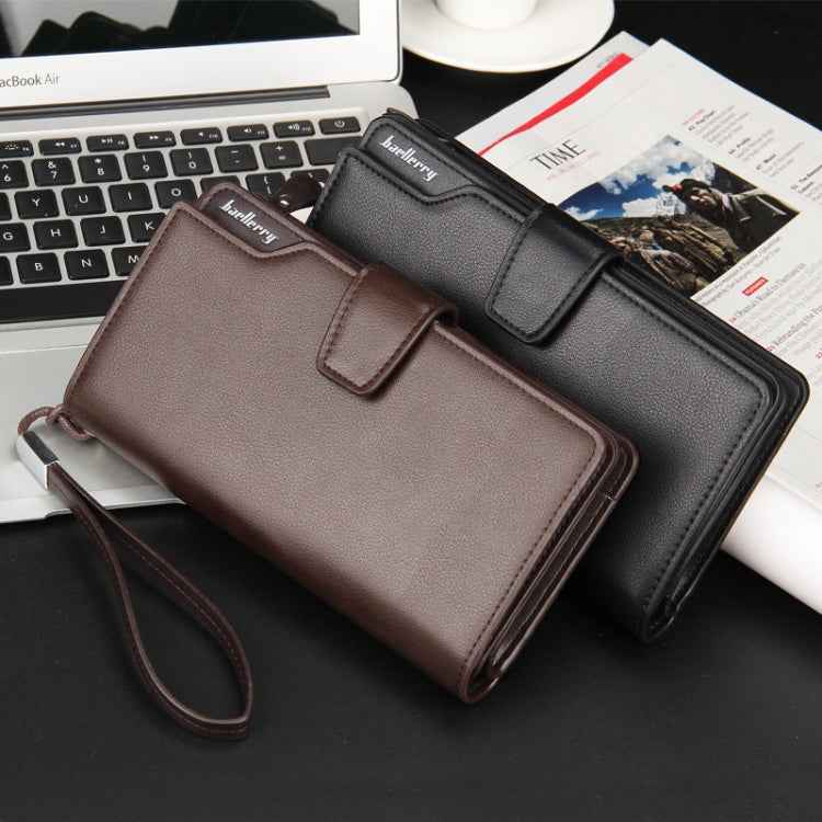 Baellerry Casual Wallet Long Clutch Tri-fold Wallet Multifunctional Phone Bag For Men, Brown, Black