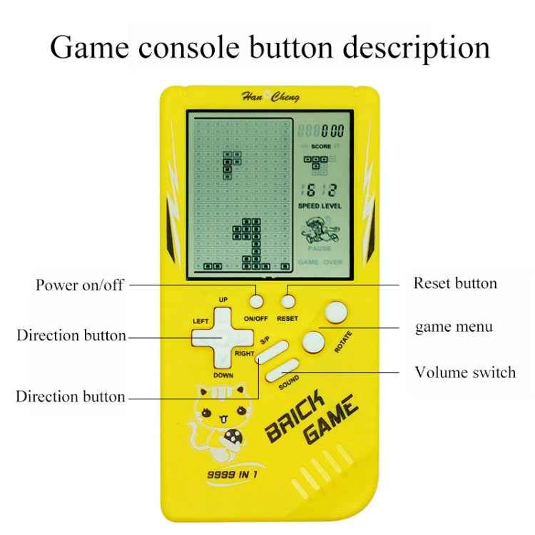 Large Screen Retro Children Handheld Game Console, Blue, Pink, Yellow, Green