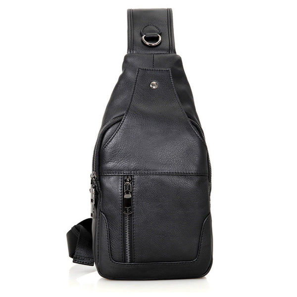 Casual Men Chest Bag First Layer Cowhide Messenger Bag