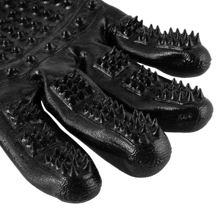 Pet Massage Bath Gloves Hair Removal Cleaning Paste Gloves(Black)