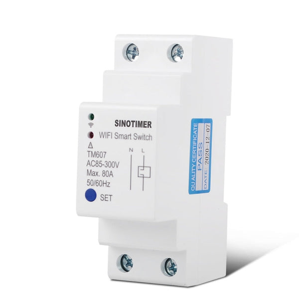 SINOTIMER TM607 Intelligent Wifi Timer Mobile App Home Rail Remote Control Time Switch 80A 85-300V, TM607