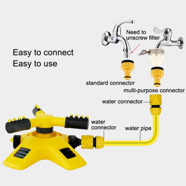 360 Degrees Rotating Watering Device, Style: With 4 PCS 1 inch Connector