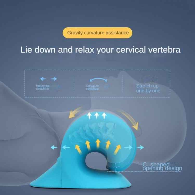 Neck Shoulder Stretcher Relaxer Cervical Chiropractic Traction Device Pillow(Blue)