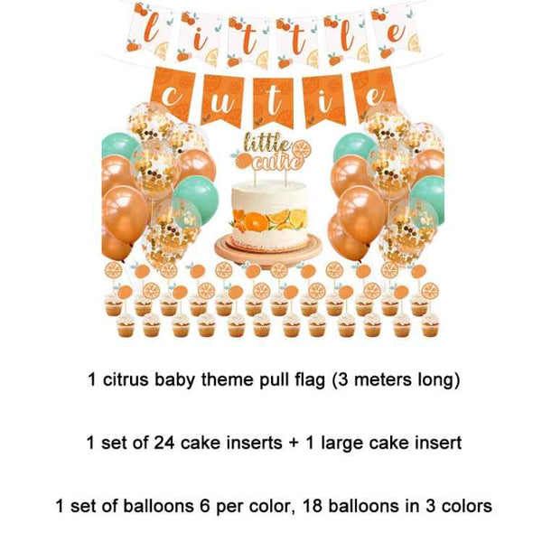 44 PCS/Set Citrus Pattern Themed Baby Birthday Party Decoration