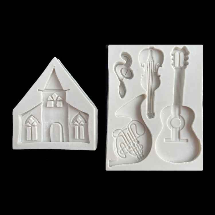 Castle Musical Silicone Mold Chocolate Fondant Cake Decor, Style:, Specification: Rectangle