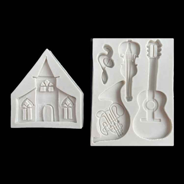 Castle Musical Silicone Mold Chocolate Fondant Cake Decor, Style:, Specification: Rectangle