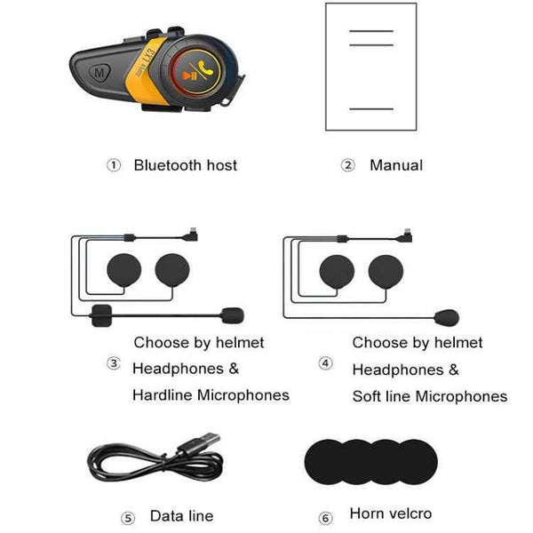 Motorcycle Helmet Call Music Navigation Bluetooth Headset, Color: Red(Soft Pipe Microphone)
