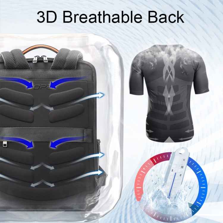 Bopai 61-70111 Cowhide Multi-compartment Waterproof Anti-theft Backpack with USB Charging Hole, 61-70111