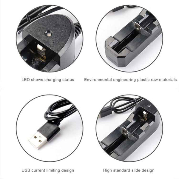 3 PCS BMAX 18650 Lithium Battery Single Slot USB Charger