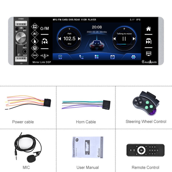 A2905 5.1 inch IPS Capacitive Screen Single Butt Carplay Player, Style: