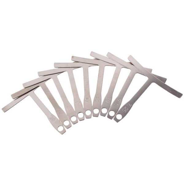 Guitar Repair Measuring Ruler Tools, 9 PCS/ Set T -Type Guitar Ruler, 5PCS Stainless Steel Leveling Ruler, 2PCS Aluminum Silver Leveling Ruler, 2PCS Aluminum Gold Leveling Ruler, 5PCS Guitar String High Ruler, T -Type Guitar Ruler+String High Ruler    ...