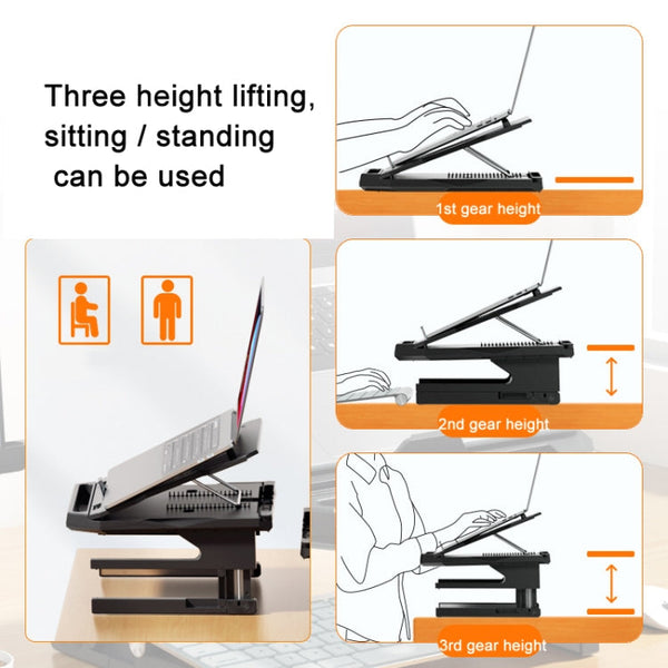 Double Layer Foldable Lift Laptop Stand  Aluminum Computer Heightening Bracket