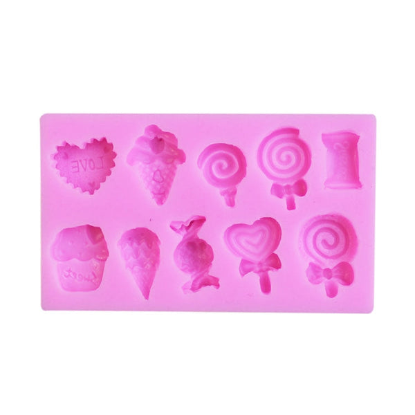 G114 Candy Lollipop Ice Cream Shape Silicone Mold Chocolate Biscuits Cake Decoration
