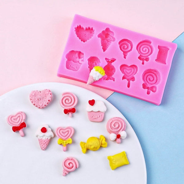 G114 Candy Lollipop Ice Cream Shape Silicone Mold Chocolate Biscuits Cake Decoration