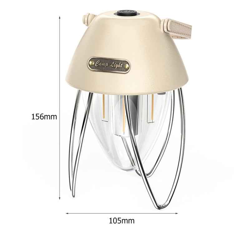 TG-ZP04401 Retro Camping Light Rechargeable Tricolor Light Source Tent Light(Beige)