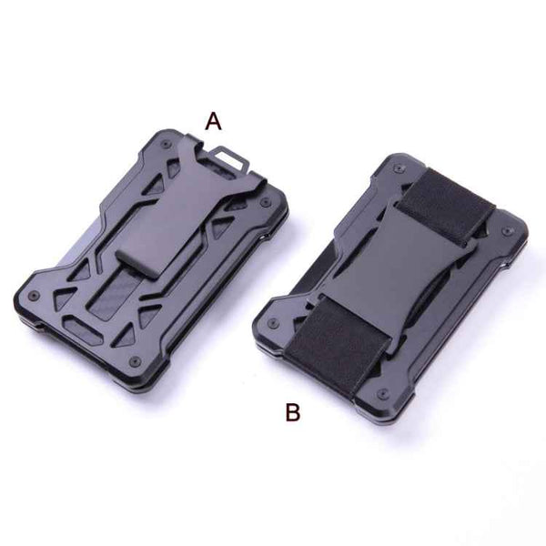 For AirTag Tracker Card Holder Metal Anti-Theft RFID Wallet(B Model Black)