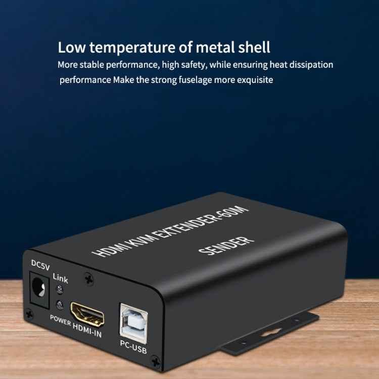 BW-HKE60A HDMI 60m KVM With USB Extender Support POE Single-End Power Supply With US Plug(Black)